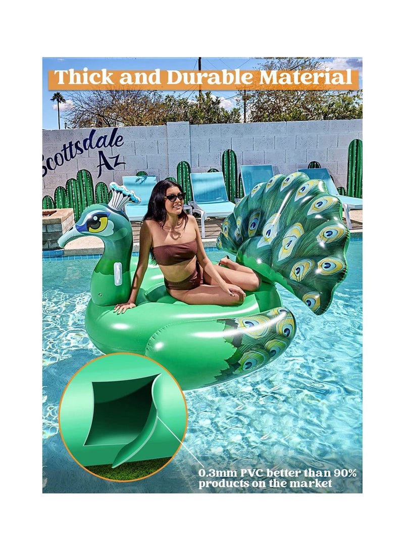 COOLBABY Inflatable Peacock Pool Float Ride on Raft for Swimming Pool Beach Floaties Party Decoration Toys Pool Island Summer Pool Raft Lounge