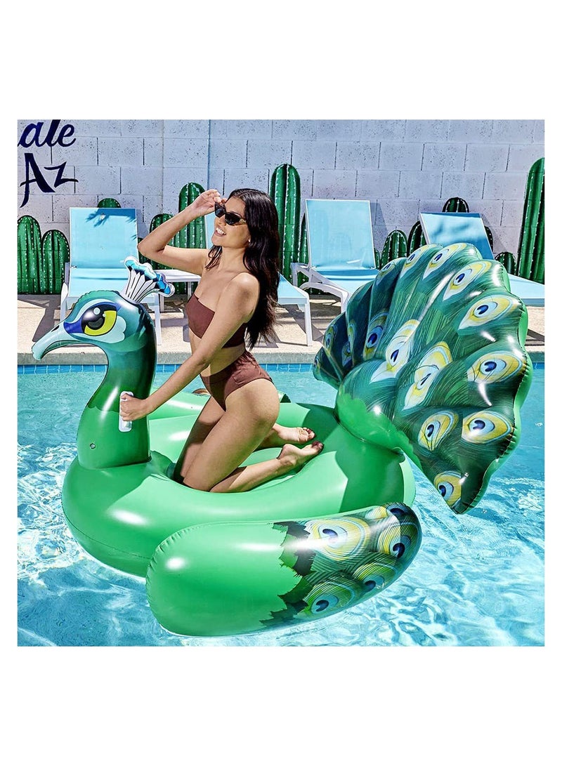 COOLBABY Inflatable Peacock Pool Float Ride on Raft for Swimming Pool Beach Floaties Party Decoration Toys Pool Island Summer Pool Raft Lounge