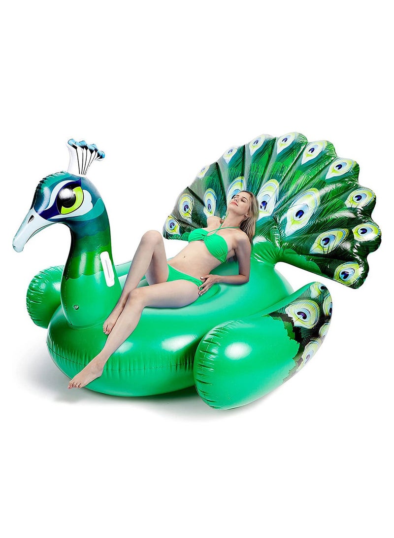 COOLBABY Inflatable Peacock Pool Float Ride on Raft for Swimming Pool Beach Floaties Party Decoration Toys Pool Island Summer Pool Raft Lounge