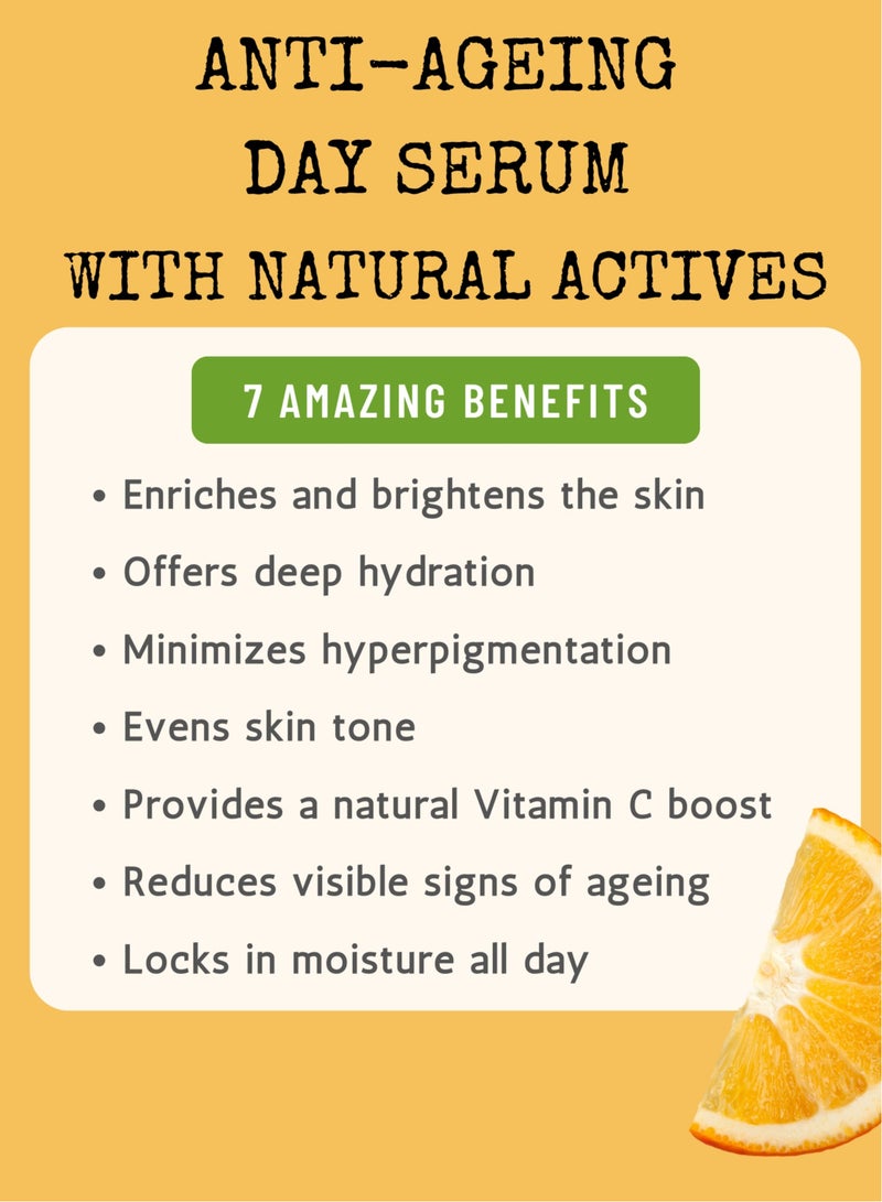 Anti-aging Day Serum - Kakadu Plum Vitamin C & Vitamin E Infused Natural, Ayurvedic Glow serum | Hydrate, Brighten, & Protect Your Skin | Natural Vitamin C Serum for Face | 30ml
