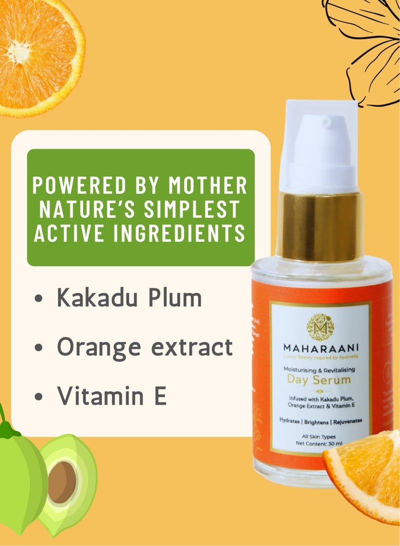 Anti-aging Day Serum - Kakadu Plum Vitamin C & Vitamin E Infused Natural, Ayurvedic Glow serum | Hydrate, Brighten, & Protect Your Skin | Natural Vitamin C Serum for Face | 30ml