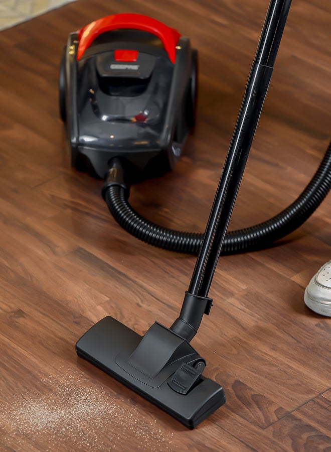 Cyclonic Vacuum Cleaner 1.5L Dust Bag Capacity, Lower Noise Design, Flexible Hose With handle Airflow Control, Pedal On/Off Switch, Automatic Cord Rewinder Function, Hepa Filtration System 1400 W GVC19024 Red Black