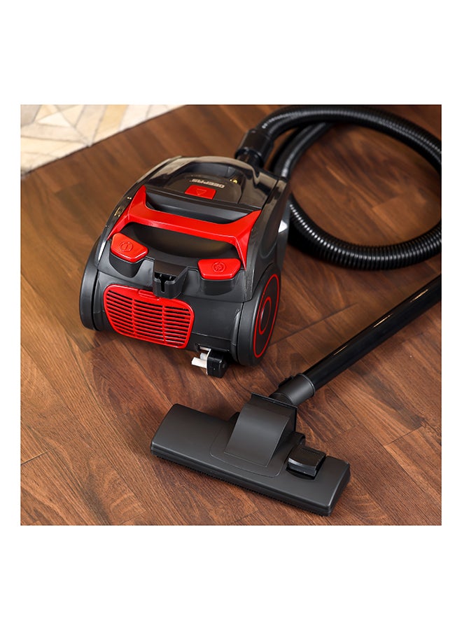Cyclonic Vacuum Cleaner With 1.5L Dust bag Capacity, Lower Noise Design, Flexible Hose With handle Airflow Control, Pedal On/Off Switch, Automatic Cord Rewinder Function, Hepa Filtration System 1.5 L 2200 W GVC19035 Red, Black