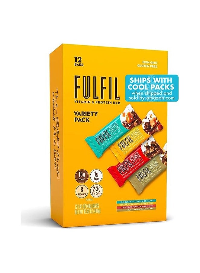 FULFIL Vitamin and Protein Snack Sized Bars, Best Sellers Variety Pack 12 Pc