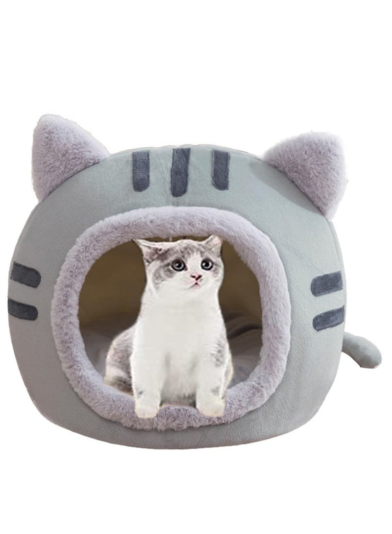 Cat Bed Cute Cat Ear Cave for Indoor Cats,Large Cosy 2-in-1 Puppy Kitten Pet Sleeping Bed with Soft Removable Washable Cushion for Small, Medium Dogs