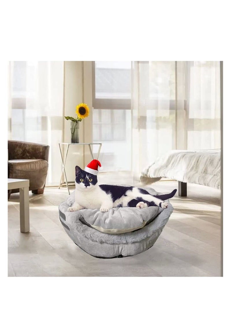 Cat Bed Cute Cat Ear Cave for Indoor Cats,Large Cosy 2-in-1 Puppy Kitten Pet Sleeping Bed with Soft Removable Washable Cushion for Small, Medium Dogs
