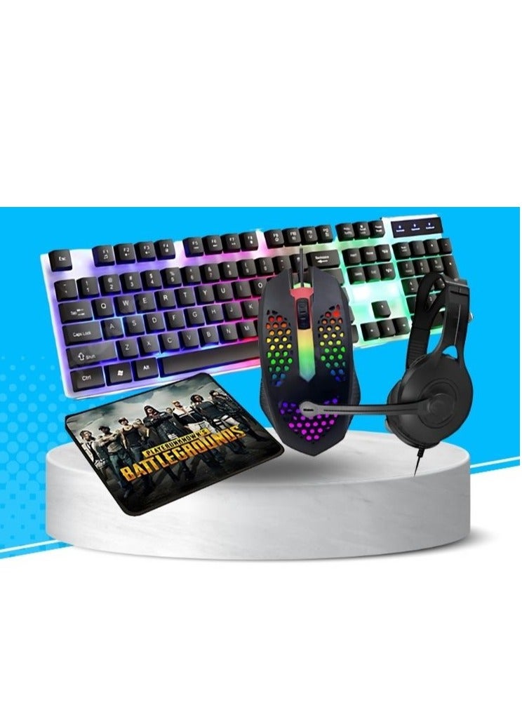 4 in 1 Gaming Combo with Gaming Headphone Mouse Pad Keyboard & Mouse