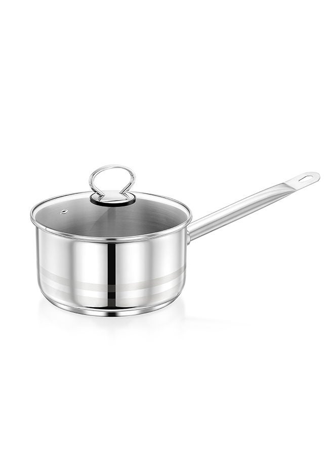 Prestige Stainless Steel 16 cm Saucepan With Glass Lid, Non Stick, Induction Compatible Saucepan, Silver 18/11