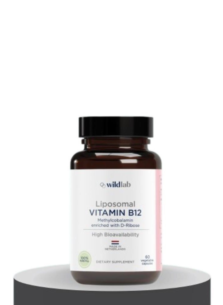Liposomal Vitamin B12 with D-Ribose for Energy, Energy Boost, Cognition and Heart Health With Anti-Aging Properties, High Bioavailability, Vitamin B12 60 Vegetable capsules