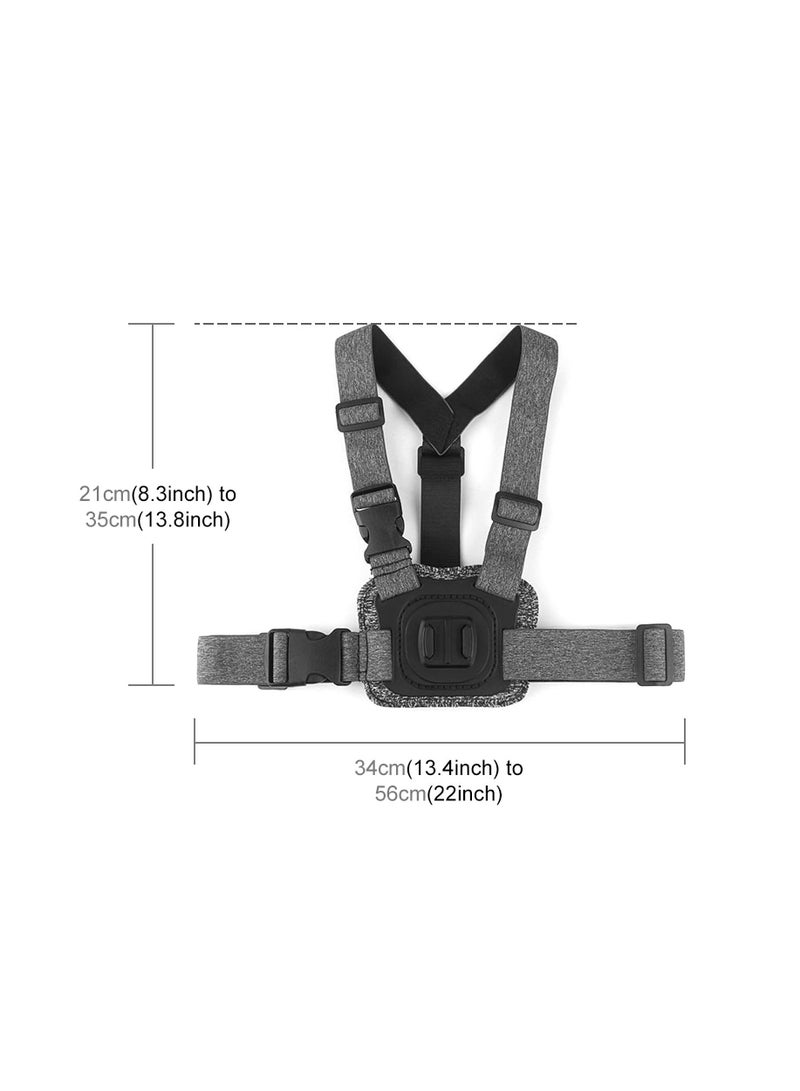 Adjustable Body Mount Belt Chest Strap with J Hook Mount & Long Screw & Phone Clamp, Capture Your Adventures (Chest Mount)