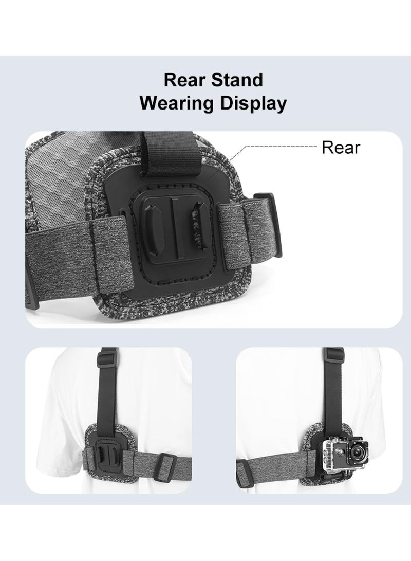 Adjustable Body Mount Belt Chest Strap with J Hook Mount & Long Screw & Phone Clamp, Capture Your Adventures (Chest Mount)