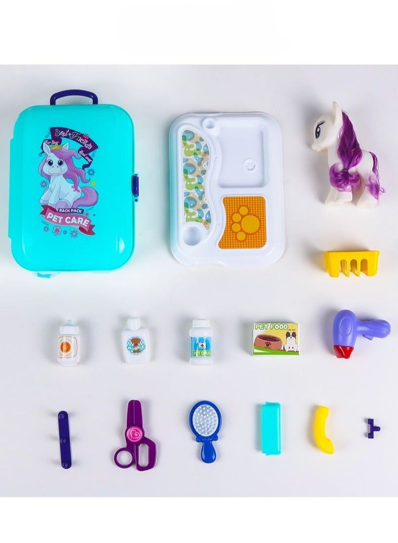 Children's simulated kitchen, cooking utensils, cosmetics, doctor's tool set, family backpack box, toys