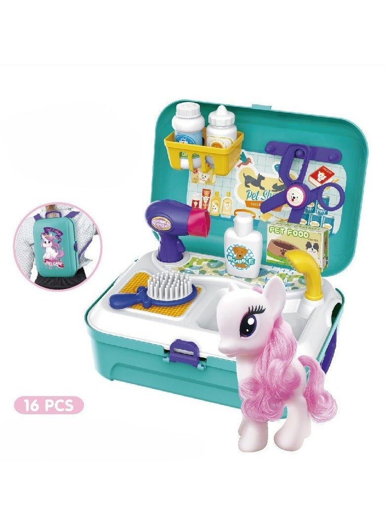 Children's simulated kitchen, cooking utensils, cosmetics, doctor's tool set, family backpack box, toys