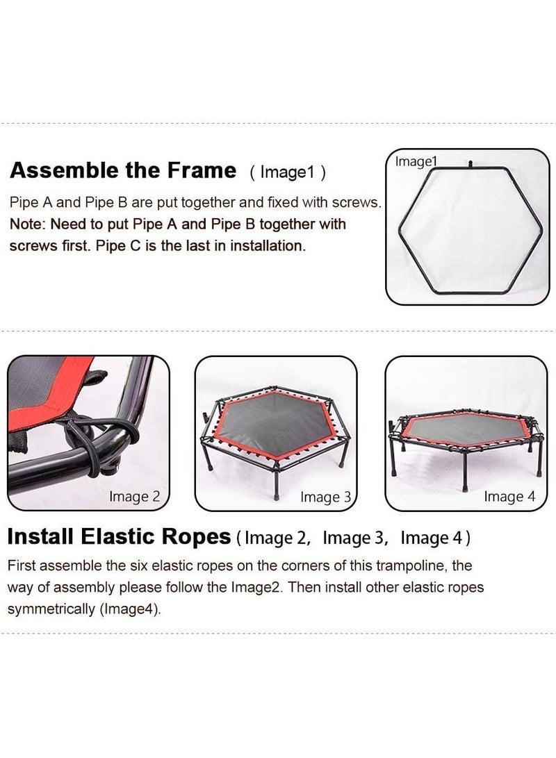 COOLBABY 45-Inch Trampoline Gym Hexagonal For Adult Safety Bungee Indoor Fitness