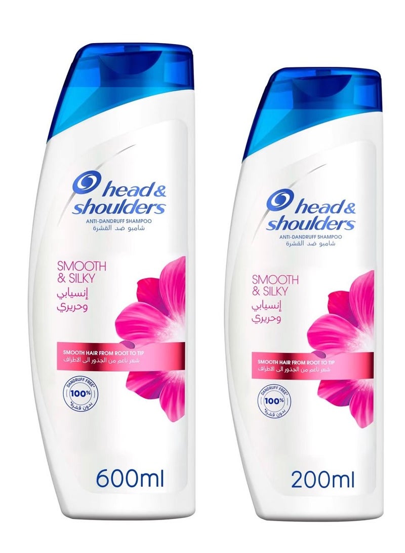 Head & Shoulders Smooth & Silky Anti-Dandruff Shampoo 600ml + 200ml