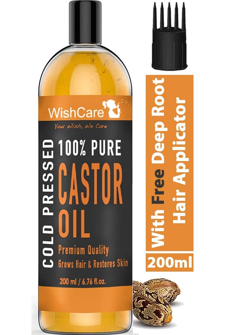 WishCare 100% Pure Cold Pressed Castor Oil Kalonji Oil 200Ml Each