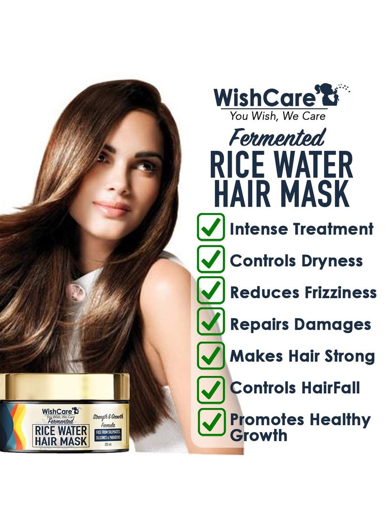 WishCare Fermented Rice Water Hair Mask For Dry Frizzy Hair Strength Growth Formula For All Hair Types 200 Ml