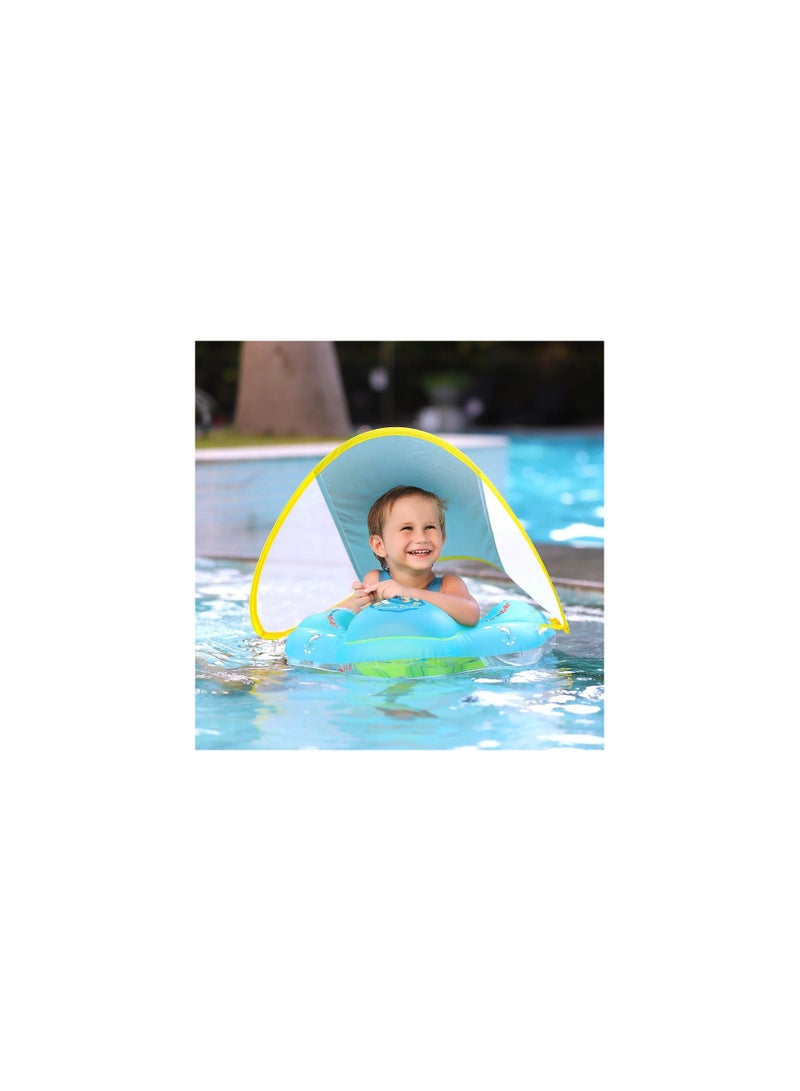 Baby Swimming Float with Inflatable Canopy Infant Floating Ring