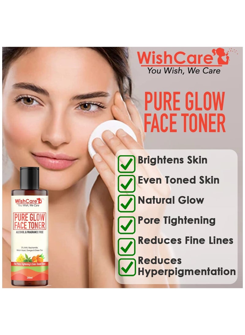 WishCare Pure Glow Face Toner 5% Fruit AHA Hyaluronic Acid Niacinamide Oranges 200ml