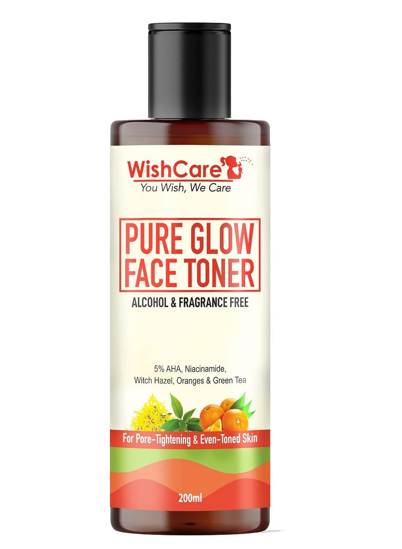 WishCare Pure Glow Face Toner 5% Fruit AHA Hyaluronic Acid Niacinamide Oranges 200ml