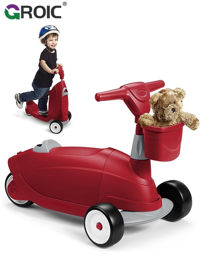 3 Wheeled Scooter for Kids - 2-in-1 Sit/Stand Child Toddlers Toy Kick Scooters with Flip-Out Seat, Adjustable Height Scooters,Children's Balance Bike