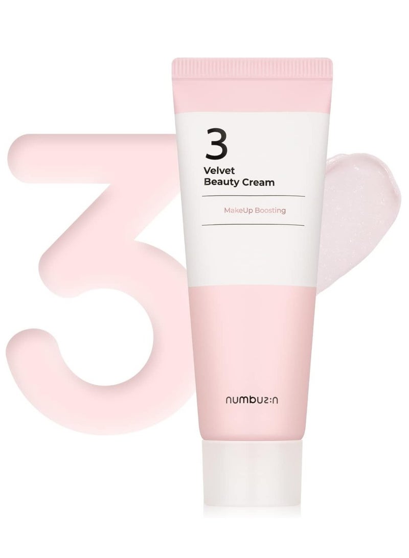 numbuzin No.3 Velvet Beauty Cream | Facial Makeup Primer, Textured Skin, Poreless Smooth Powdery Finish, Niacinamide, | Korean Skin Care, 2.02 fl oz