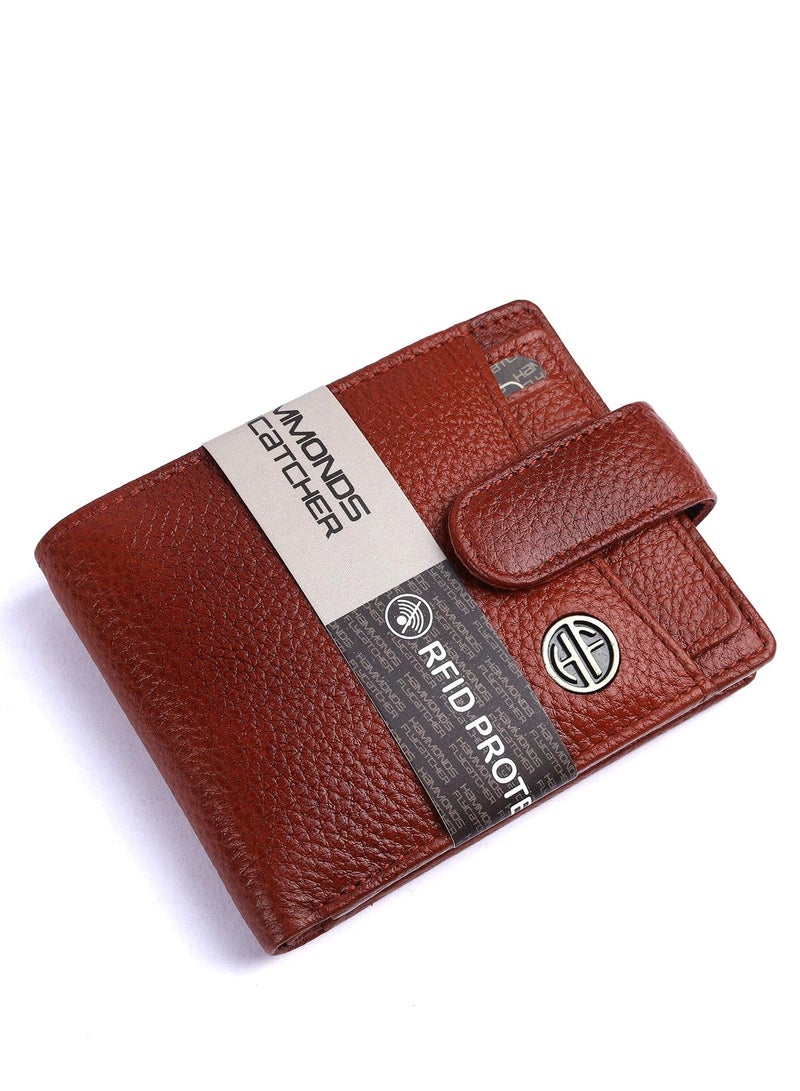 RFID Protected Brown Nappa Leather Wallet for Men|5 Card Slots| 1 Coin Pocket|2 Hidden Compartment|2 Currency Slots, New Tan, Modern
