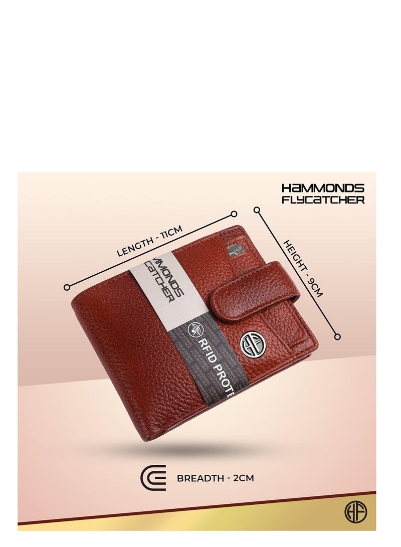RFID Protected Brown Nappa Leather Wallet for Men|5 Card Slots| 1 Coin Pocket|2 Hidden Compartment|2 Currency Slots, New Tan, Modern