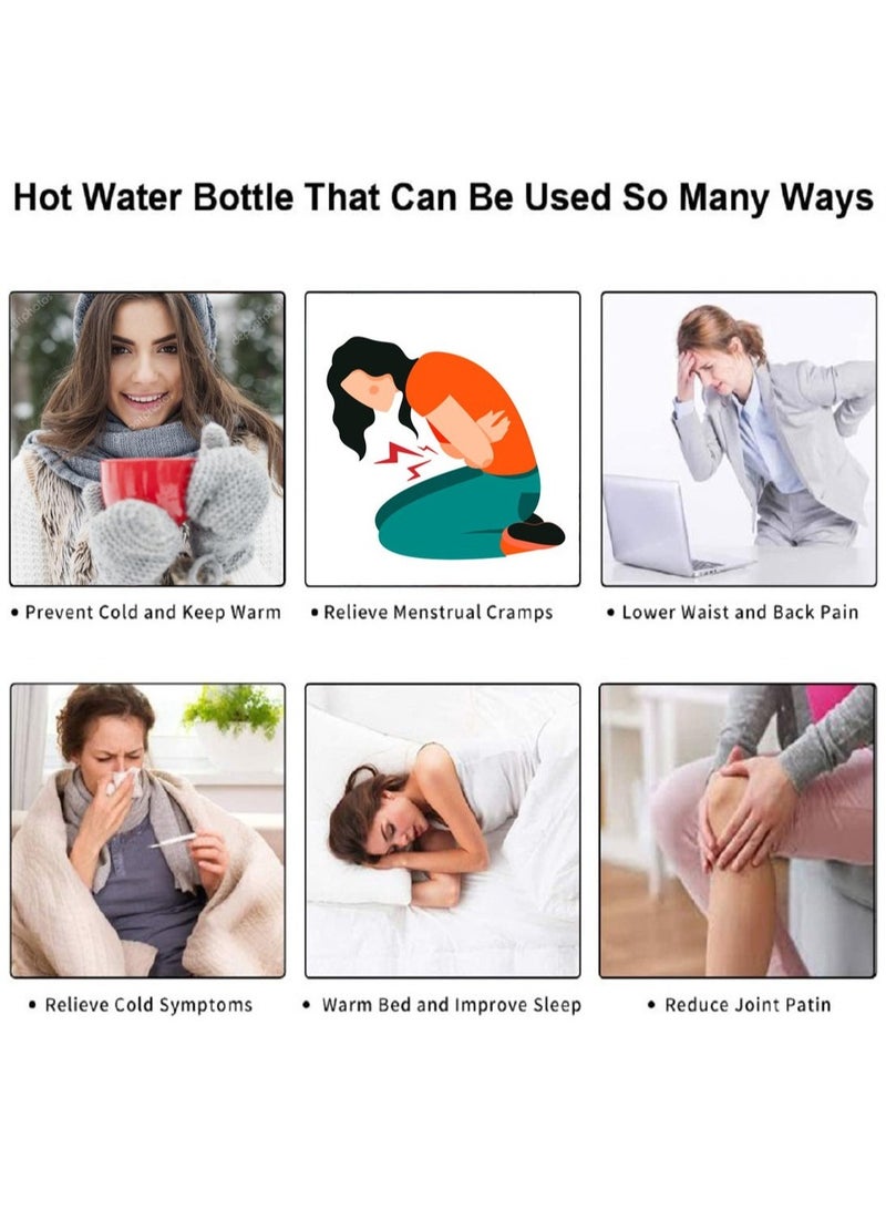 Electric Hot Water Bag With Massager For Body Pain Hot Water Bottle Set with Cover Small Hot Water Bottle Back Neck Waist Legs Children Baby Adult The Best Winter Gifts Bundle Offer 2 Pcs