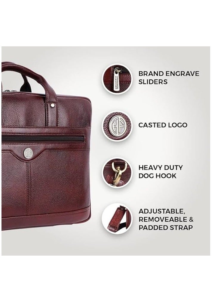 Genuine Leather Executive Office Messenger Bag.