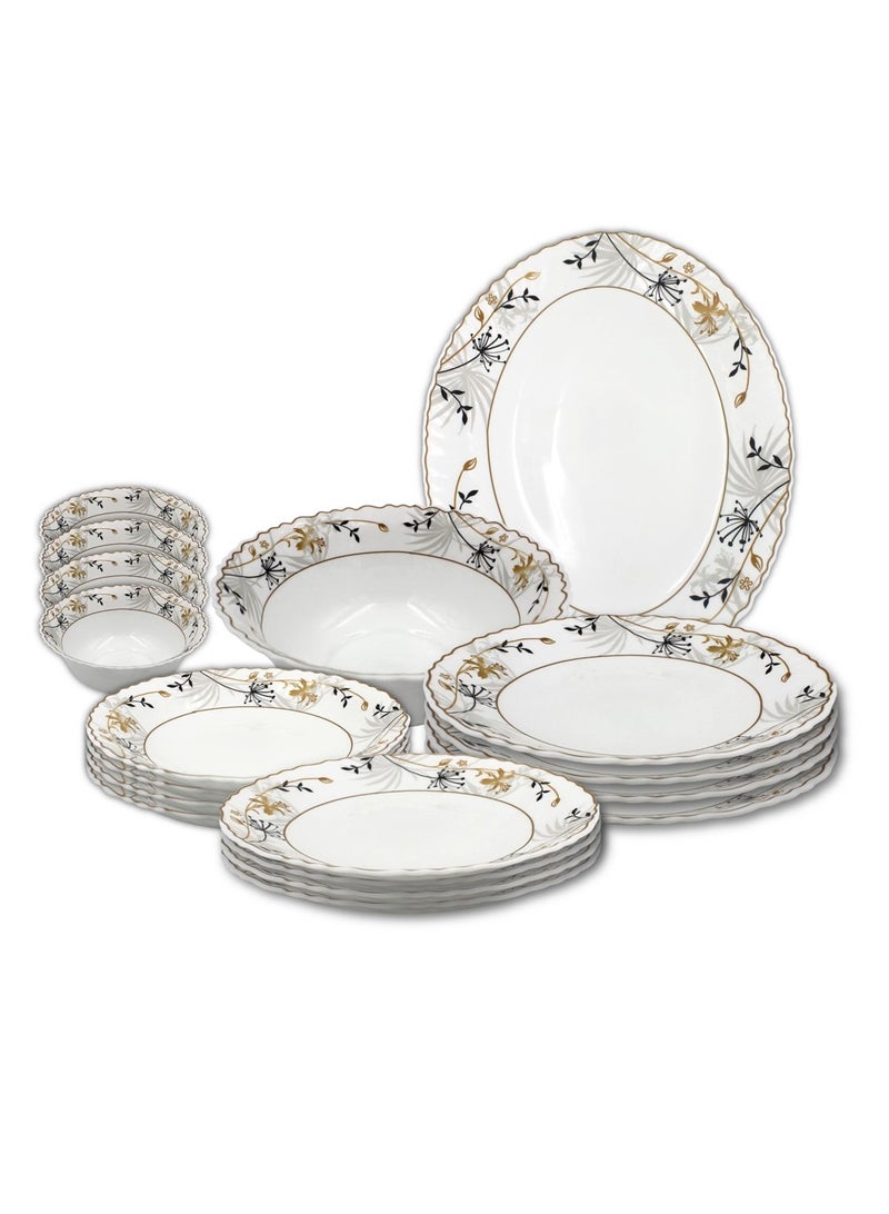 Danny home 18 pcs Opalware Dinnerware set Dishwasher Microwave Freezer Safe  BPA Free Break Scratch Heat Resistant Dinner Soup Dessert Serving Plates Medium Large Bowls