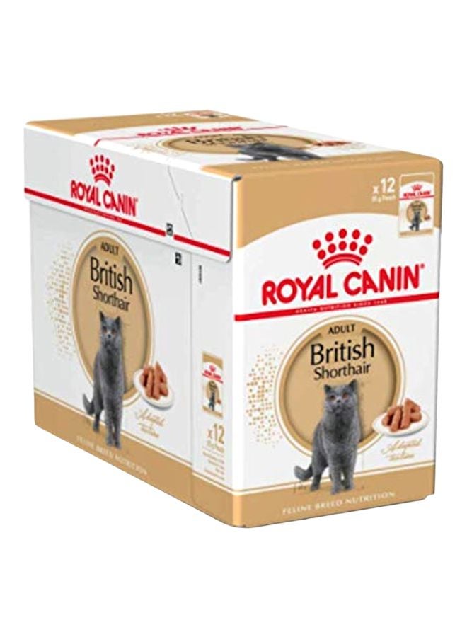 Pack Of 12 British Shorthair Cat Food Brown 85grams