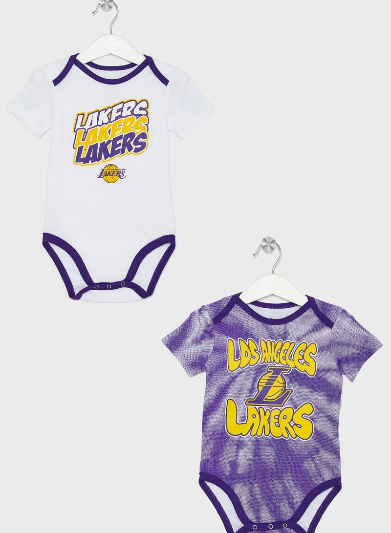 Kids 2 Pack Los Angeles Lakers Monterey Tie Dye Creeper Onesie