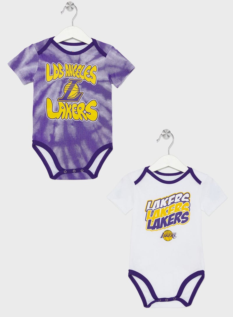 Kids 2 Pack Los Angeles Lakers Monterey Tie Dye Creeper T-Shirt