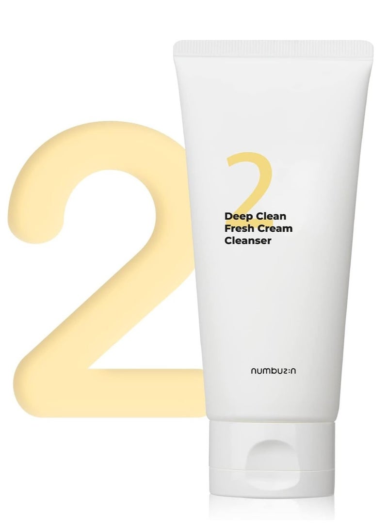 numbuzin No.2 Deep Clean Fresh Cream Cleanser, 4.05oz/ 120ml | Whipped cream foam, Deep Pore Cleansing, Natural cleaning ingredient, Moisturizing