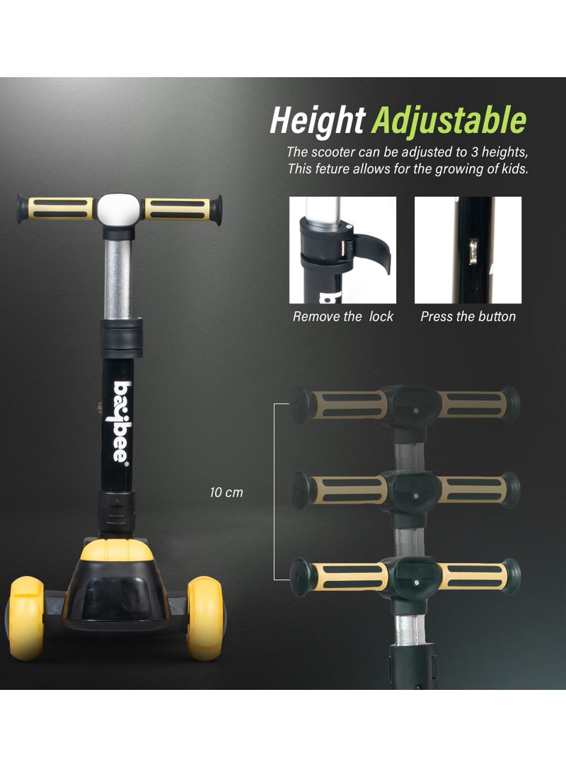 Baybee Kick Scooter for Kids, 3 Wheel Kids Scooter with Foldable and Height Adjustable Handle, Runner Scooter with LED PU Wheels, Skate Scooter for Kids 3 to12 Years Boys Girls
