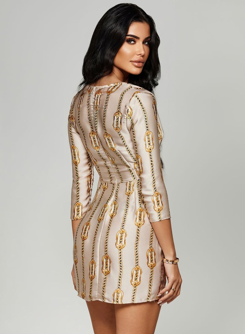 Knot Detail Printed Dress