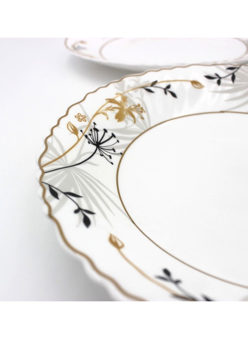 Danny home 12 pcs Opalware Dinnerware set Dishwasher Microwave Freezer Safe, BPA-Free Break Scratch Heat Resistant Dinner Soup Dessert Serving Plates, Medium & Large Bowls