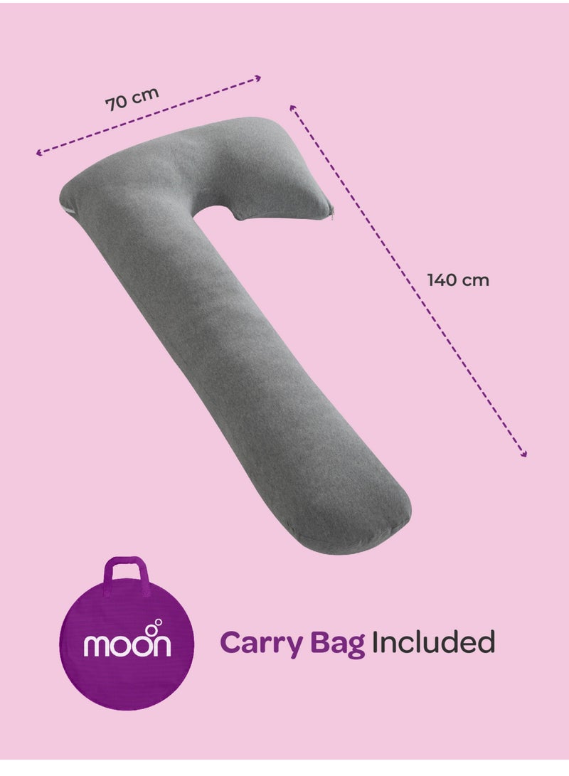 MOON Organic J Shaped Maternity Pillow - Light Grey