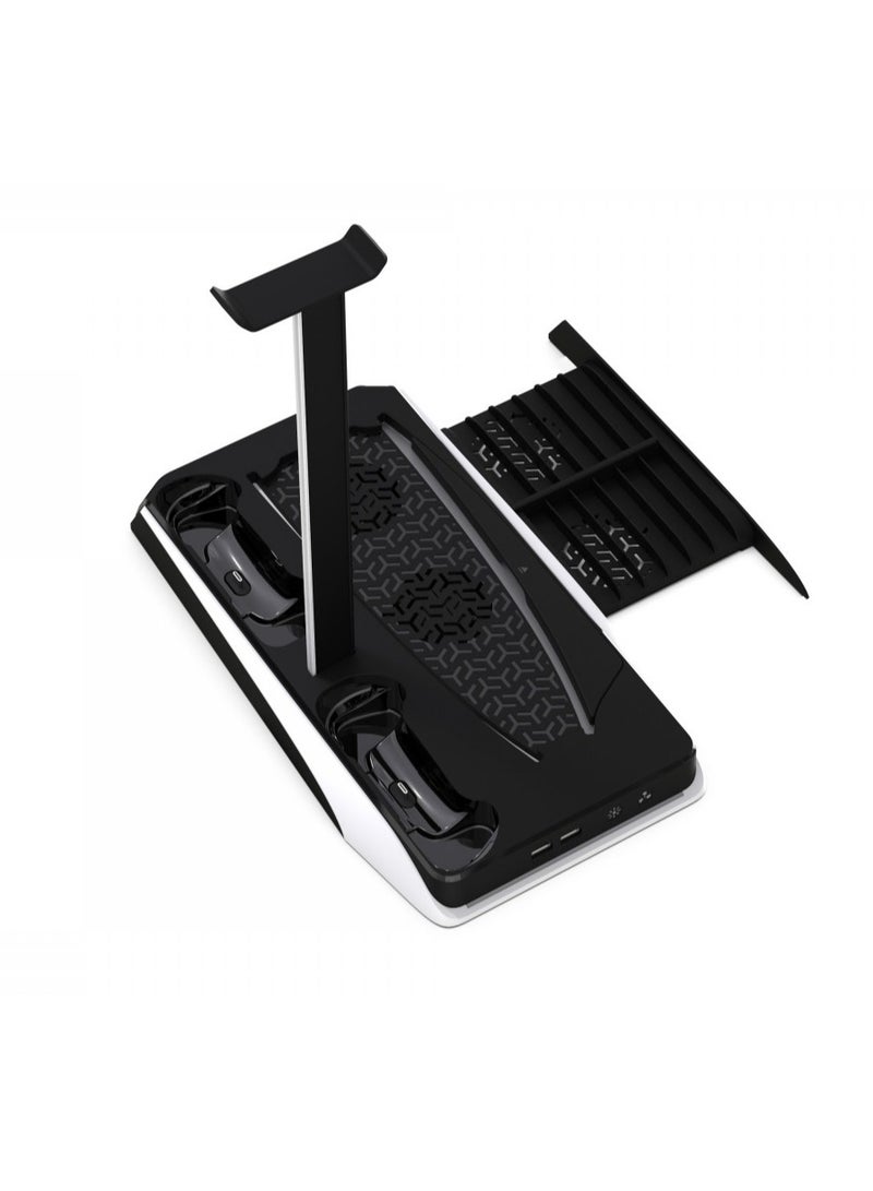 Gaming Multi-Function PS5 stand and Headphone stand with Cooling and Charging Hub - Black/White