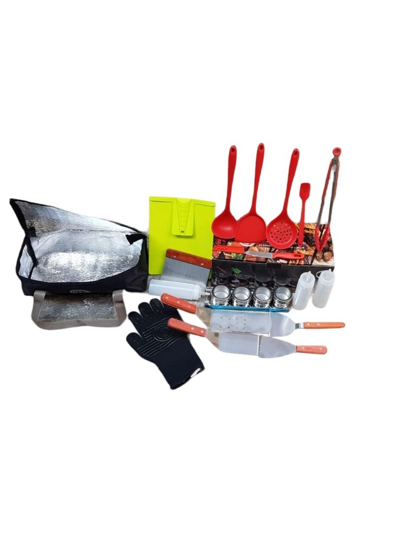 21 Pieces Full BBQ Tools Set For Outdoor Camping And Grill With Storage Bag