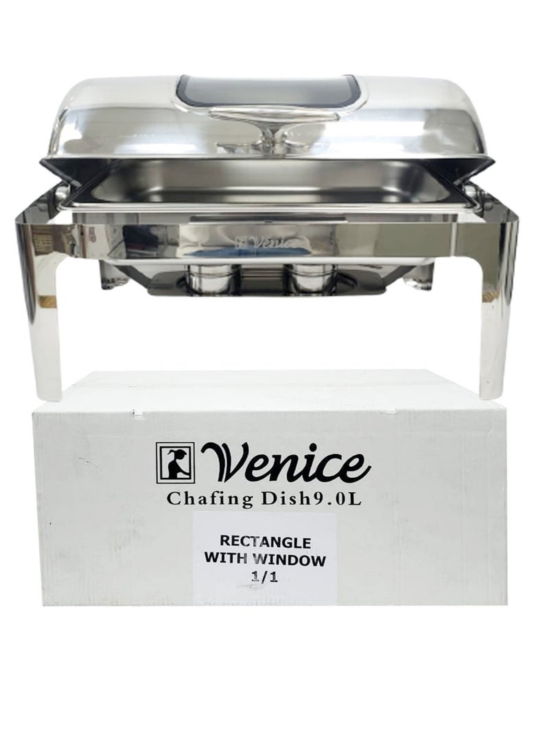 Roll Top Chafing Dish  With Window Silver 9 Ltr