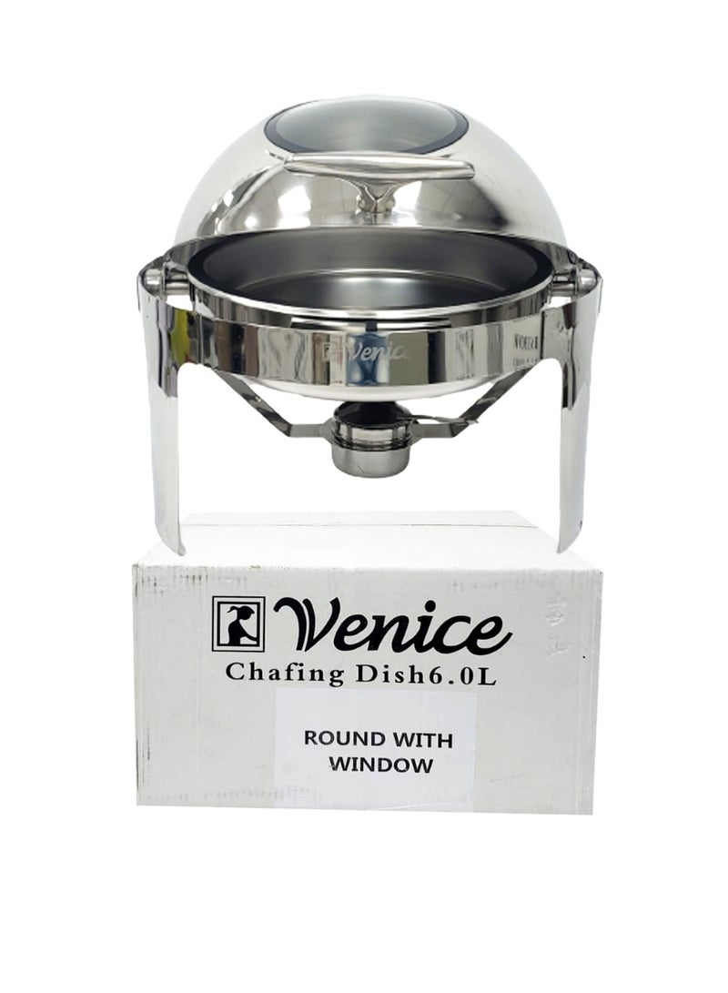 Roll Top Chafing Dish With Window Silver 6 Ltr