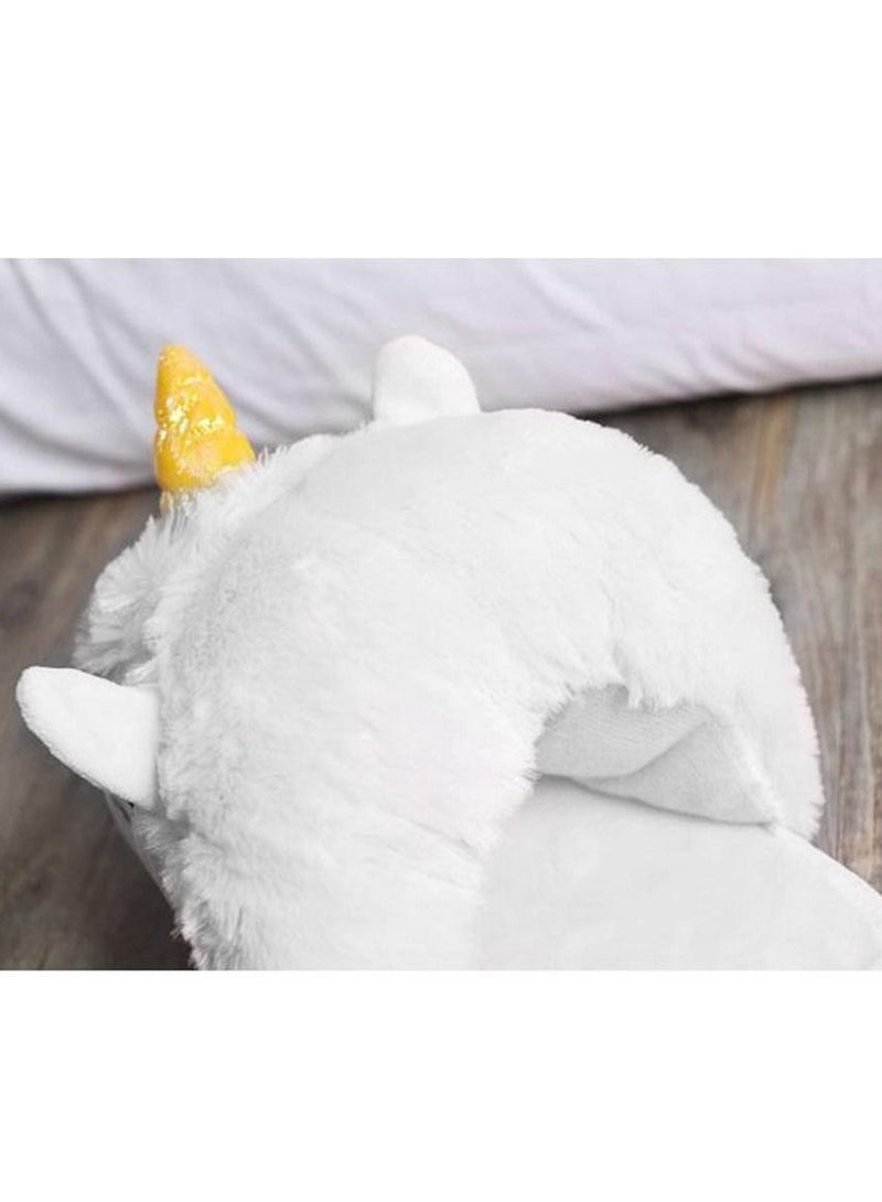Unicorn Slippers Fluffy Soft Bedroom Slides Warm Plush Anti Slip Cute Shoes Adult Kids Flip Flop One Size Fit All