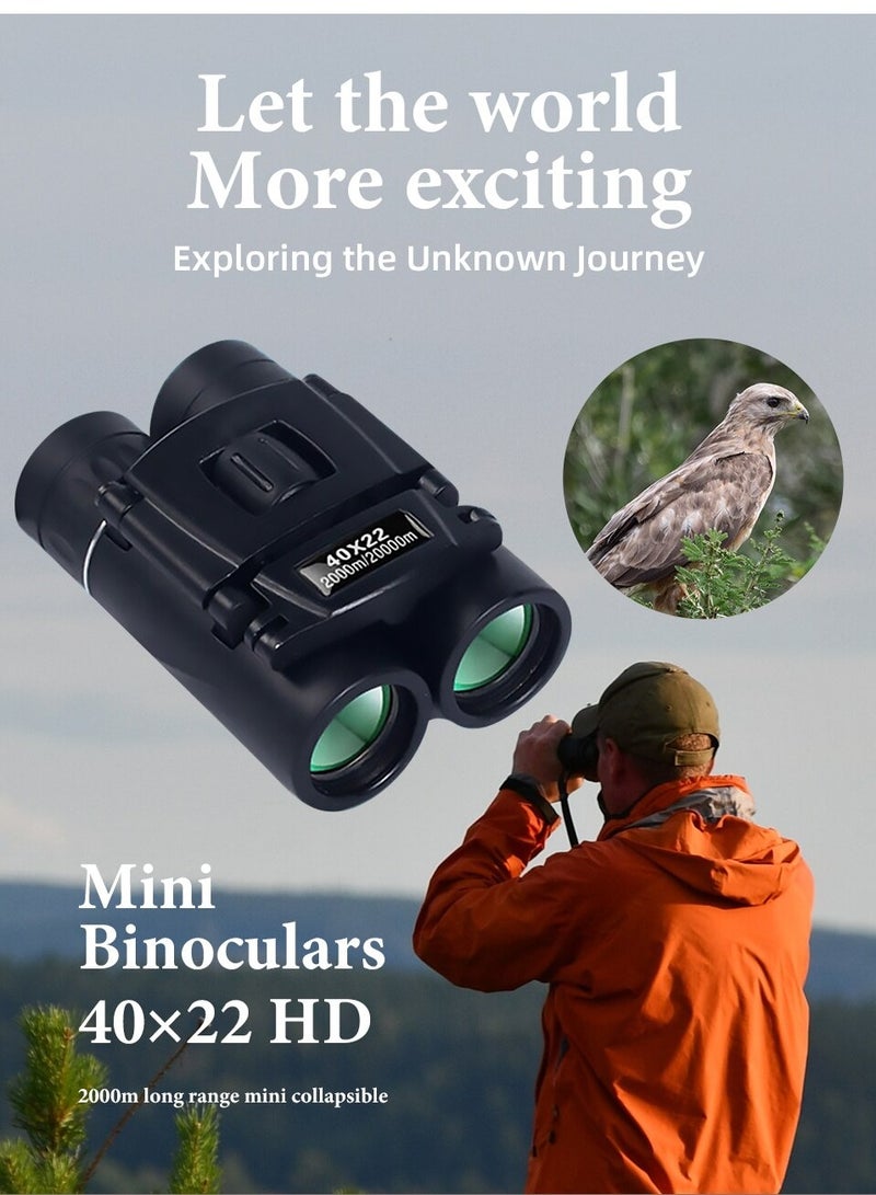 40x22 HD Powerful Binoculars Folding Mini Telescope 40 Times Binocle Binoculars 2000M Long Range For Hunting Sports Outdoor Camp