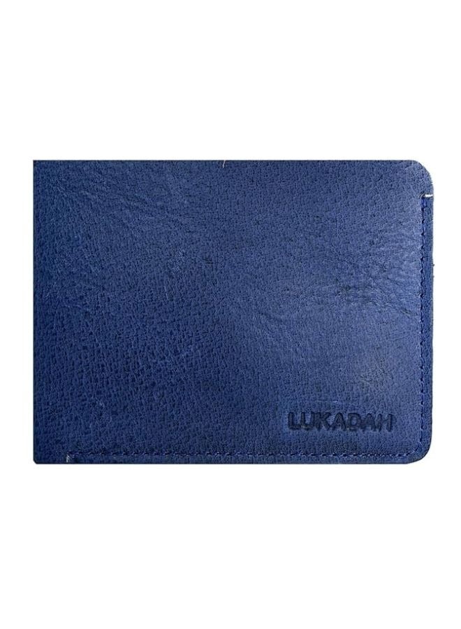 Lukadah Classic Handcrafted Bi-Fold Genuine Full Grain Animal Hide Real Crazy Horse Leather Wallet for Men's (NAVY BLUE)