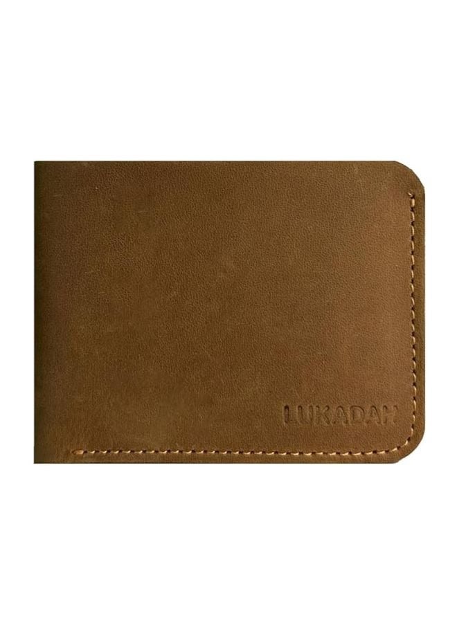 Lukadah Classic Handcrafted Bi-Fold Genuine Full Grain Animal Hide Real Pull Up Leather Wallet for Men's (Peanut/Brown)