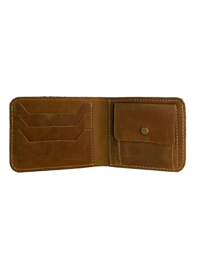 Lukadah Classic Handcrafted Bi-Fold Genuine Full Grain Animal Hide Real Pull Up Leather Wallet for Men's (Peanut/Brown)