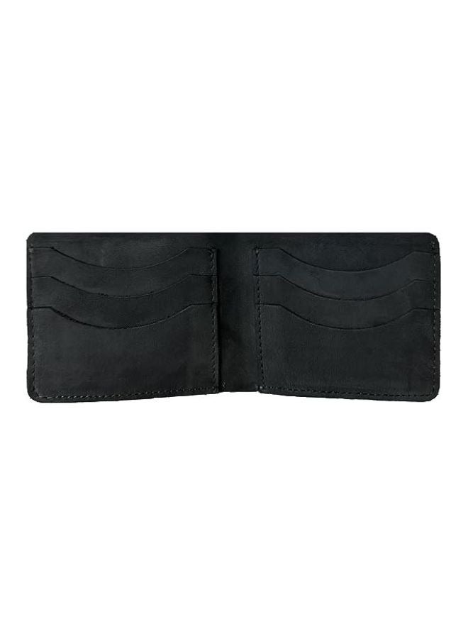 Lukadah Classic Handcrafted Bi-Fold Genuine Full Grain Animal Hide Real Pull Up Leather Wallet for Men's (Black)