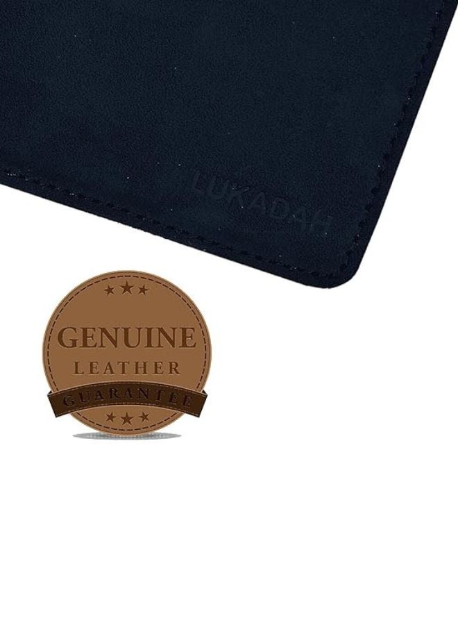 Lukadah Classic Bifold Leather Wallet for Men - Handmade with Full Grain Leather - Space Blue